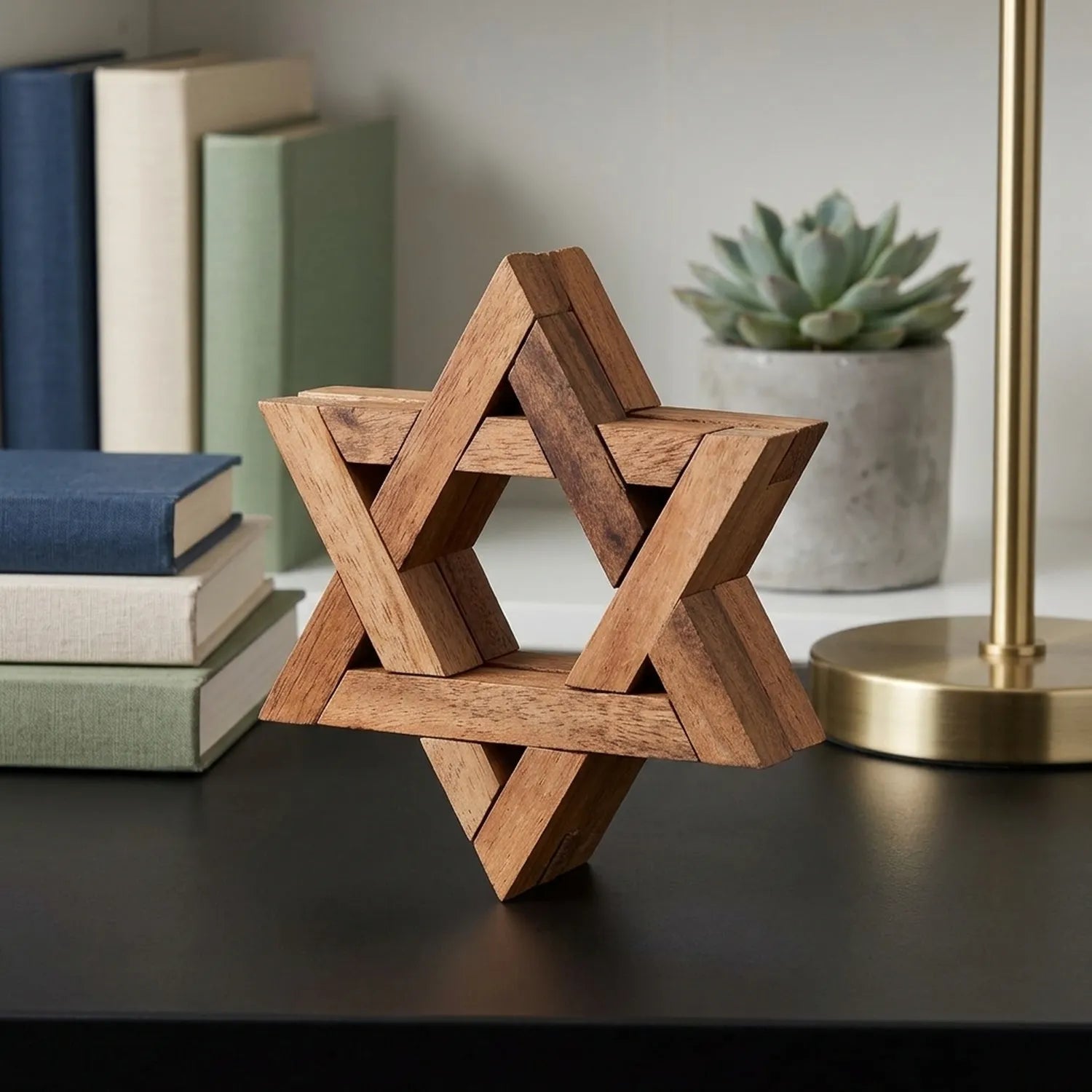 Wooden Star of David Puzzle Interlocking Geometry Religious Gift