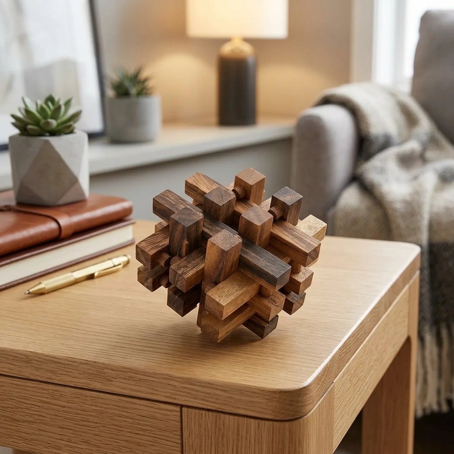 Wooden Japanese Construction Lock Puzzle Mechanical Brain Teaser - View 2
