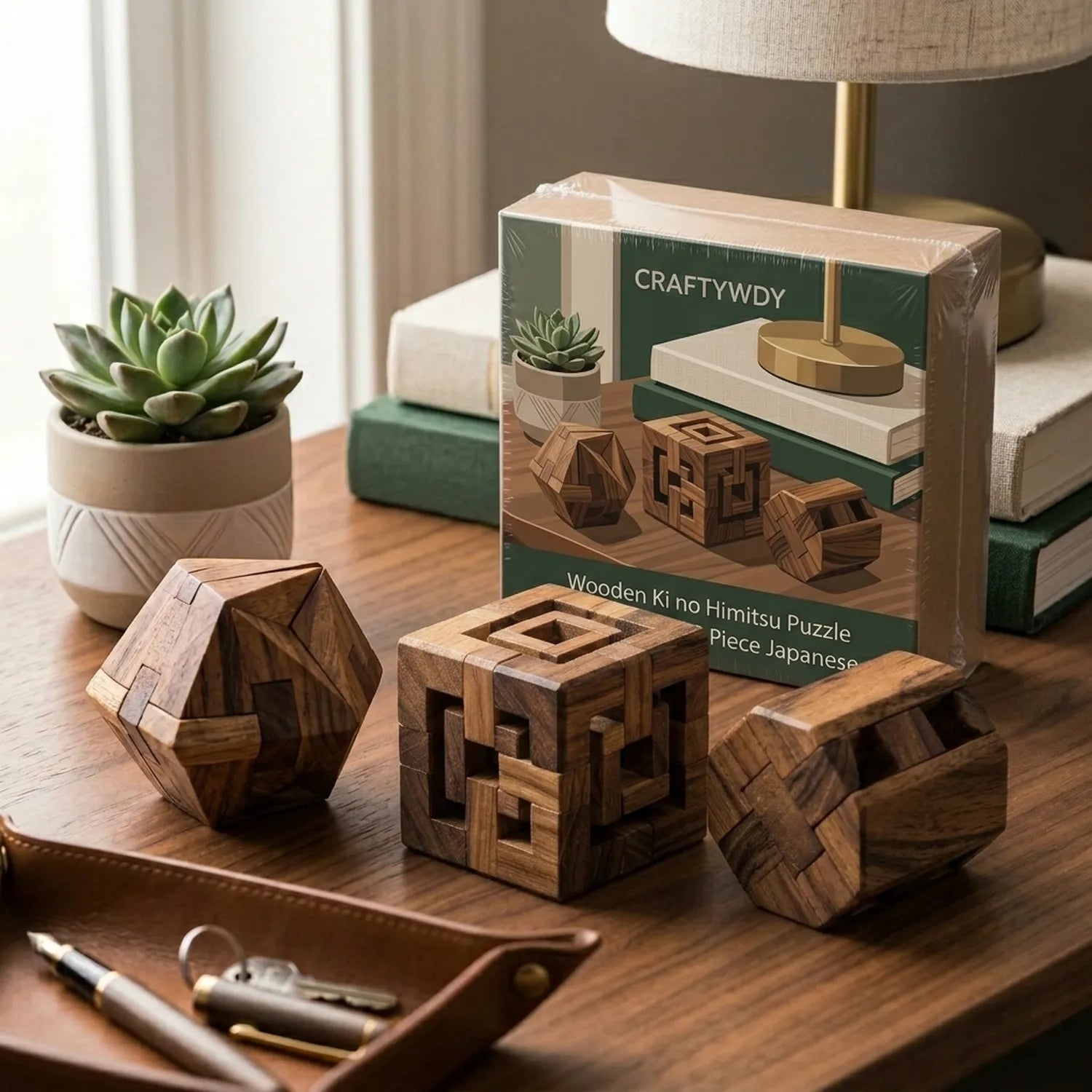 Wooden Ki no Himitsu Puzzle 3 Piece Japanese Set Brain Teaser - View 3