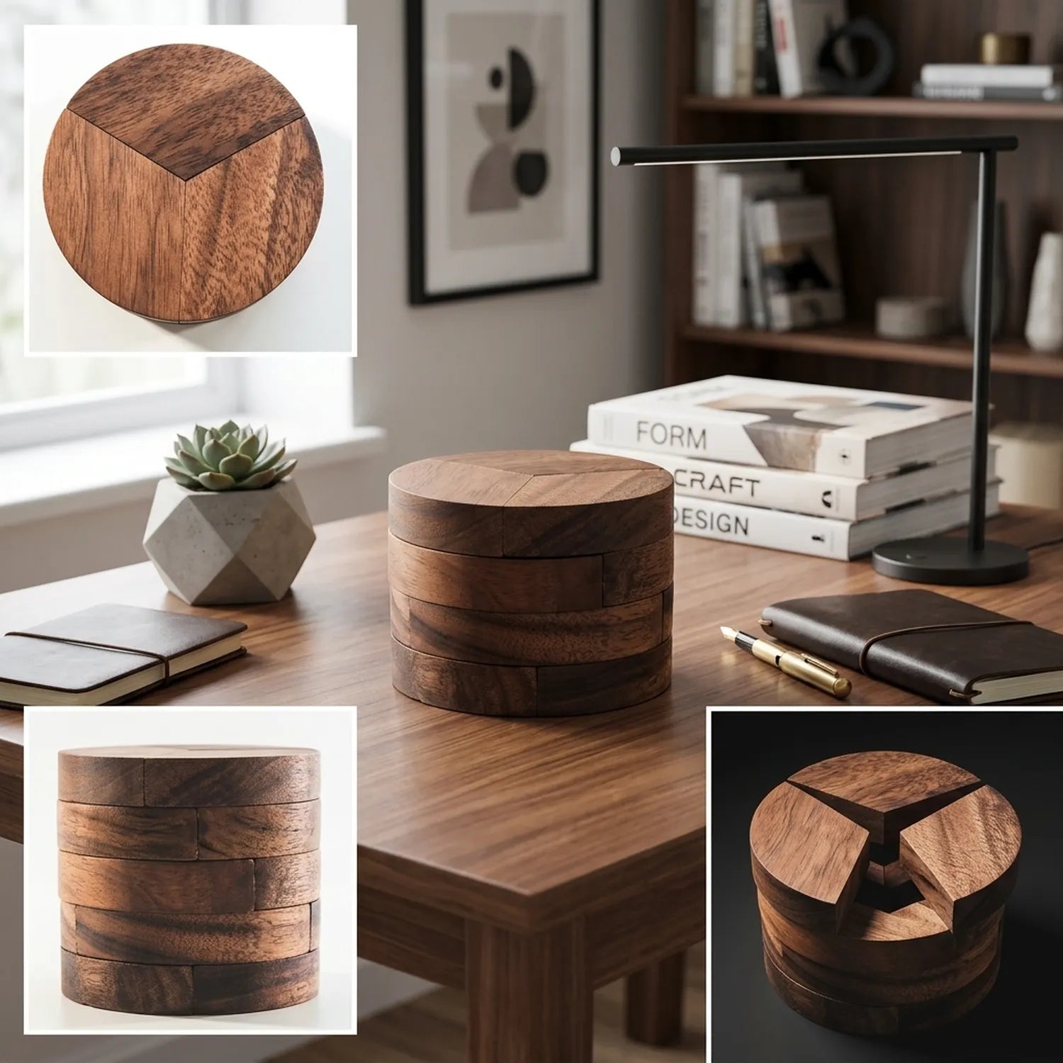 Wooden 4 Circles Puzzle Brain Teaser Logic Game Kids Room Decor - View 3