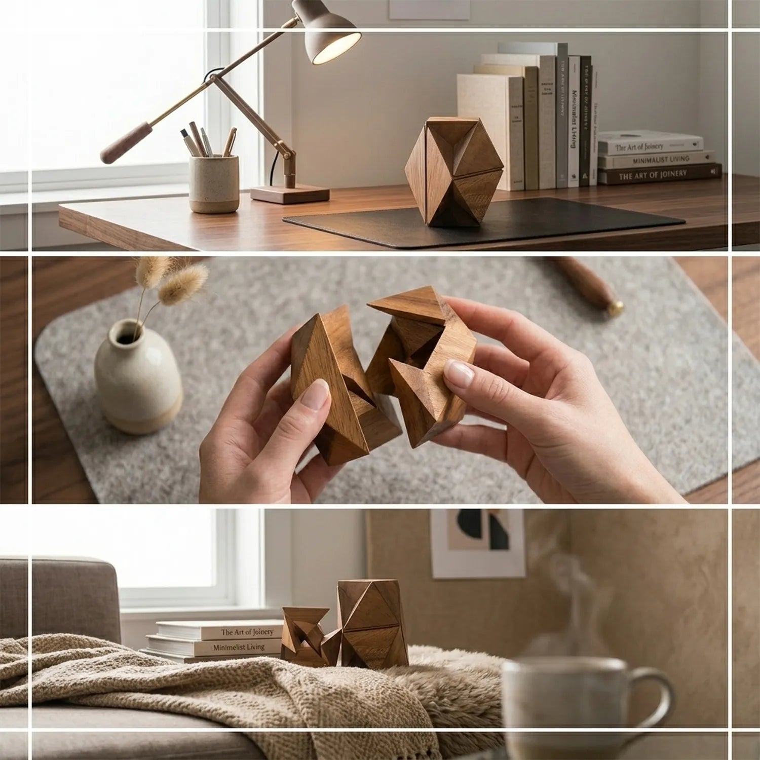 Wooden Cuboctahedron Star Puzzle Geometric Design Brain Teaser - View 3
