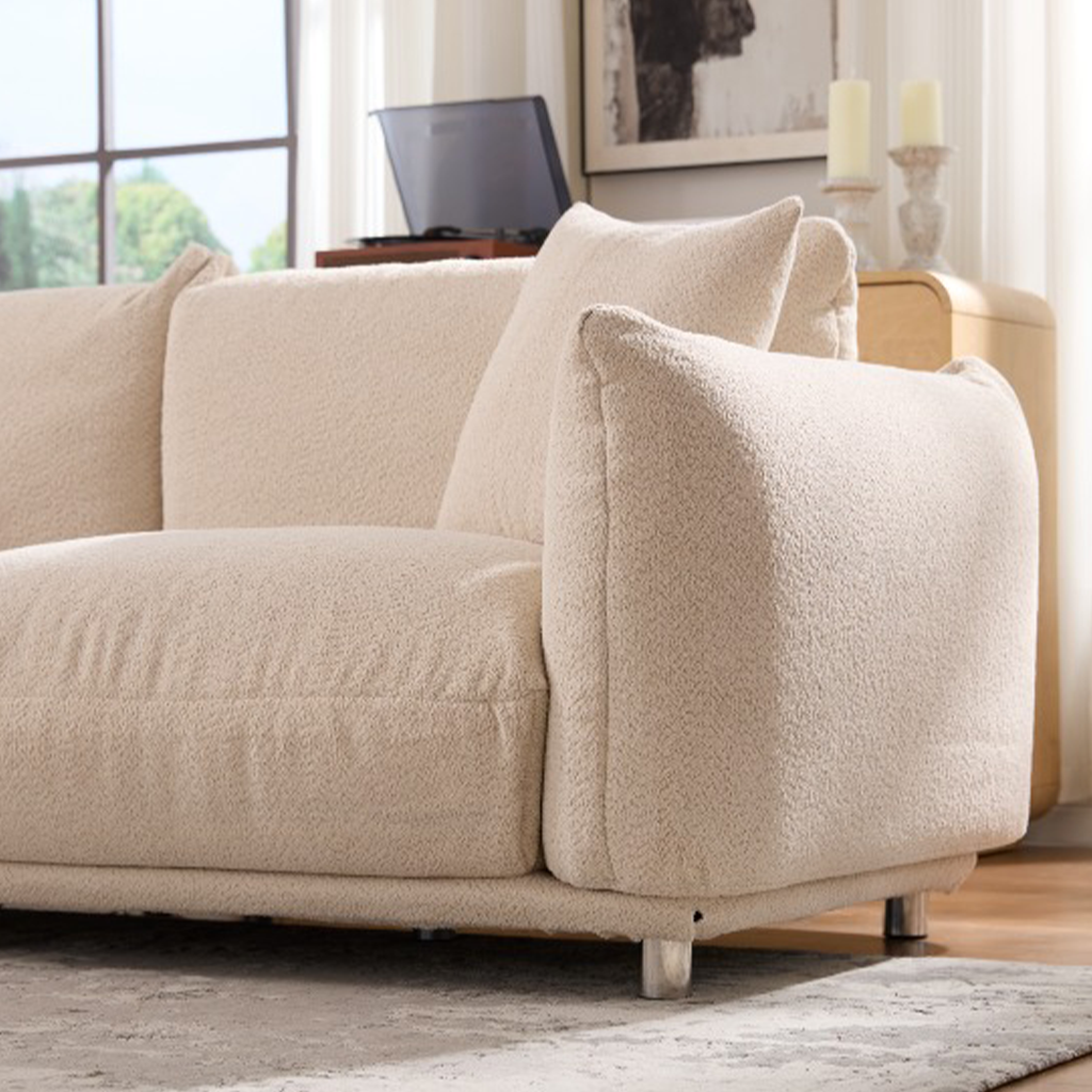 Modern Sofa With Rounded Armrests For Living Room And Apartment