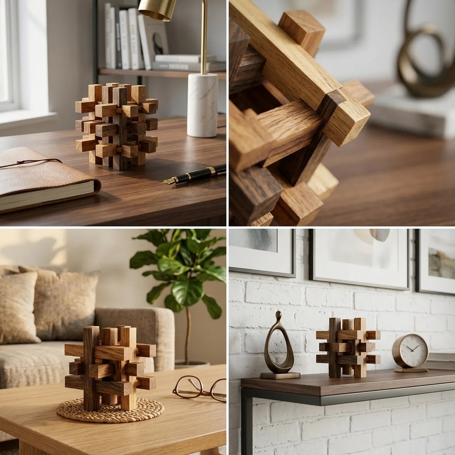 Wooden Japanese Construction Lock Puzzle Mechanical Brain Teaser - View 3