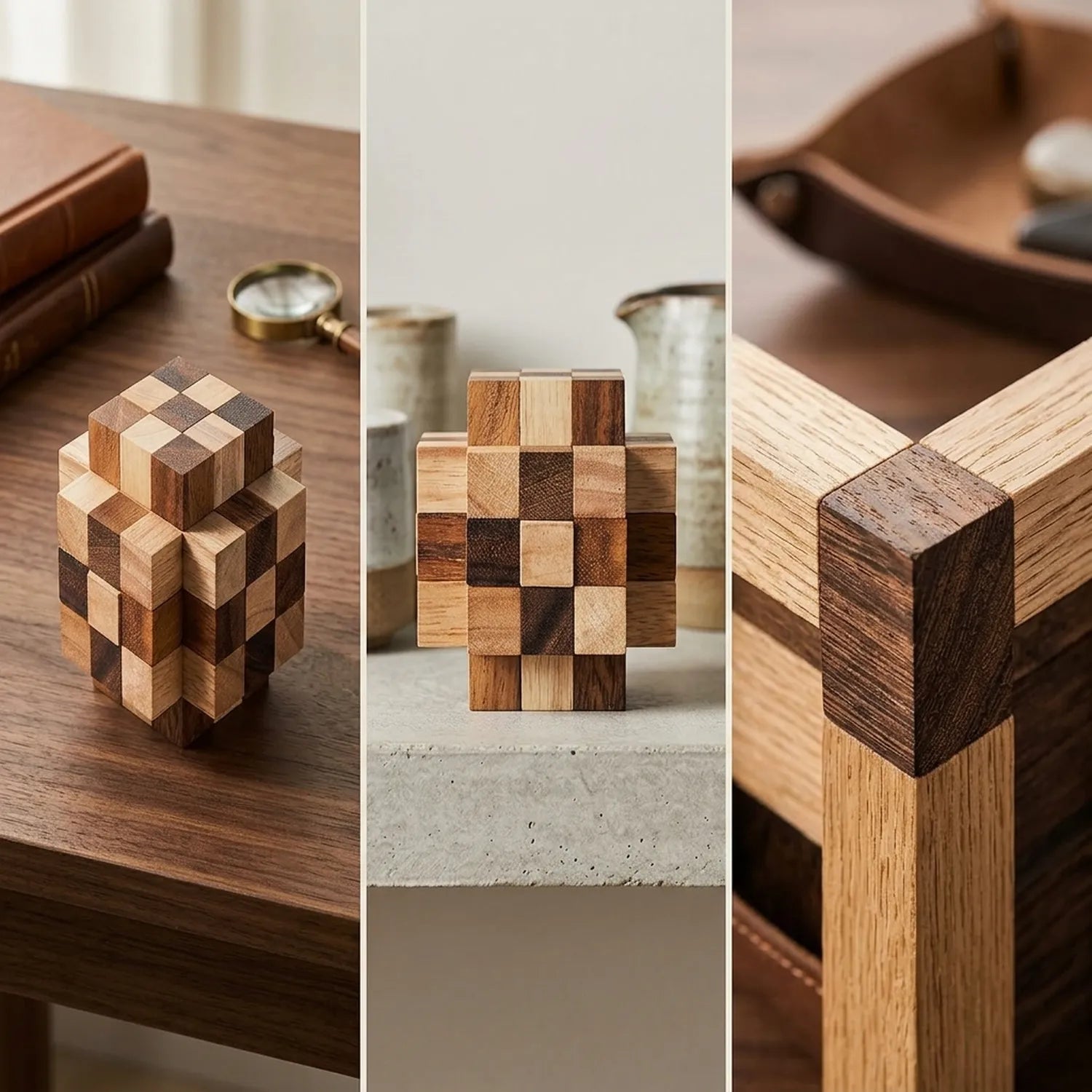 Wooden Diamond 33 Puzzle Challenging Burr Design Mechanical Toy - View 3