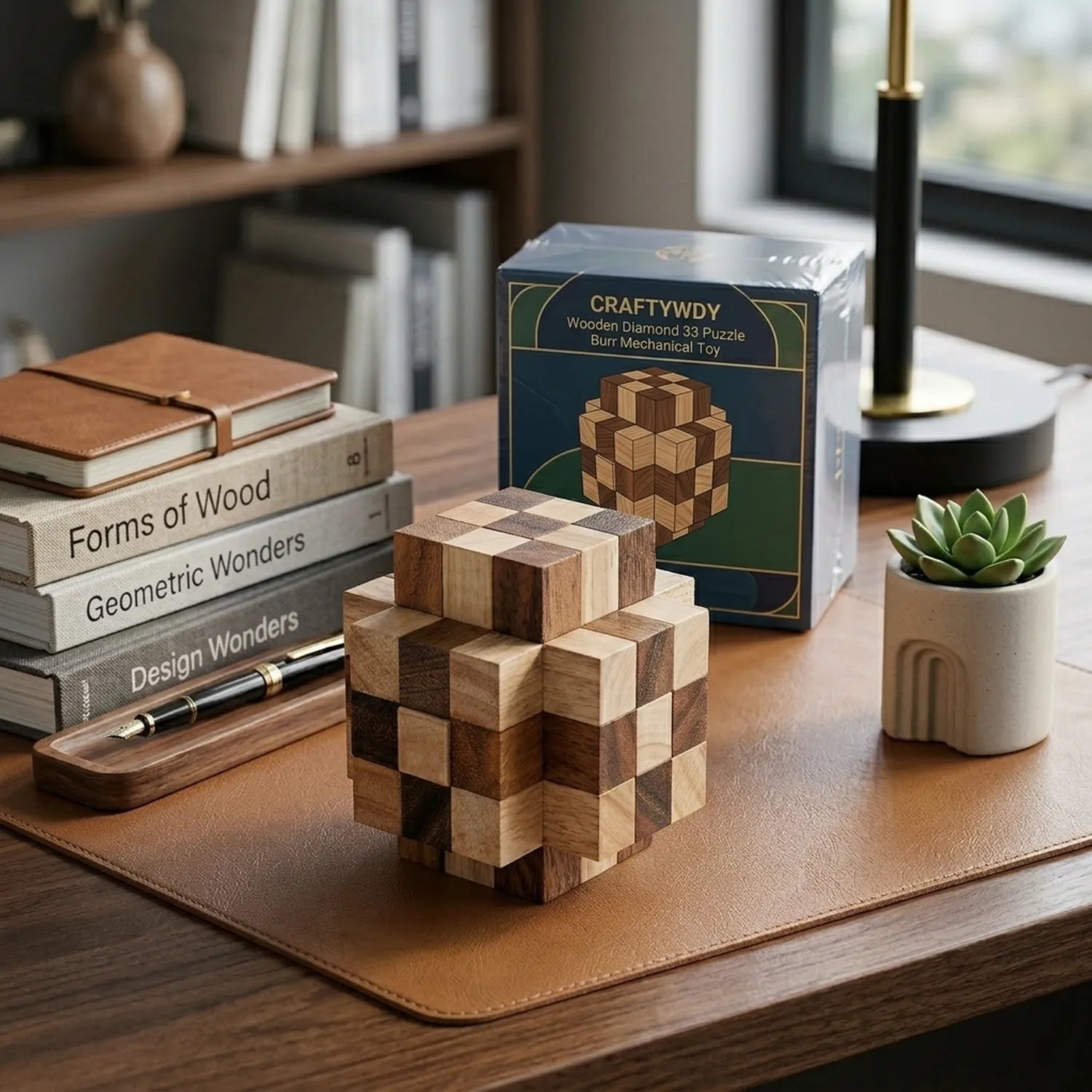 Wooden Diamond 33 Puzzle Challenging Burr Design Mechanical Toy - View 4