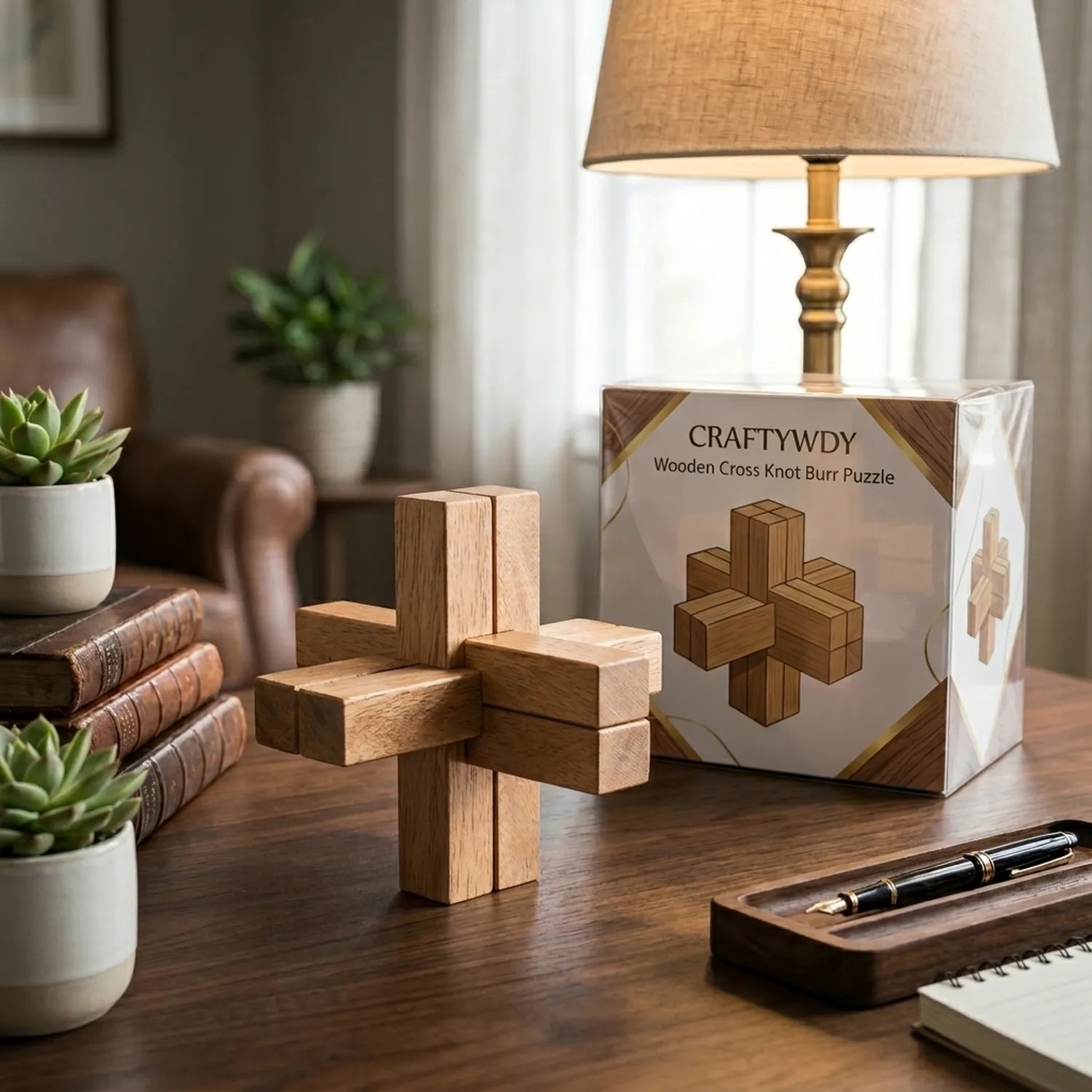 Wooden Cross Knot Burr Puzzle Japanese Interlocking Design Gift - View 4