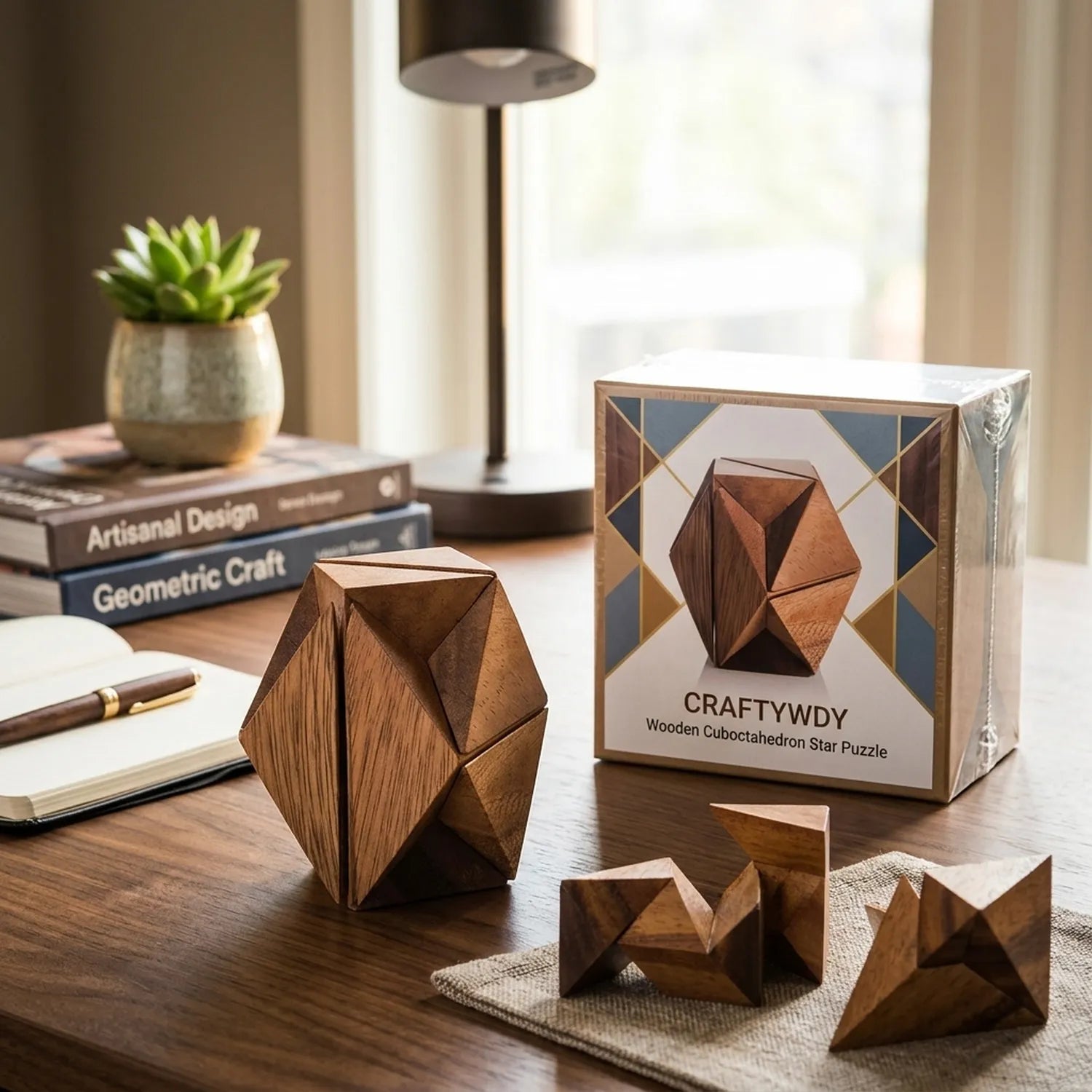 Wooden Cuboctahedron Star Puzzle Geometric Design Brain Teaser - View 4