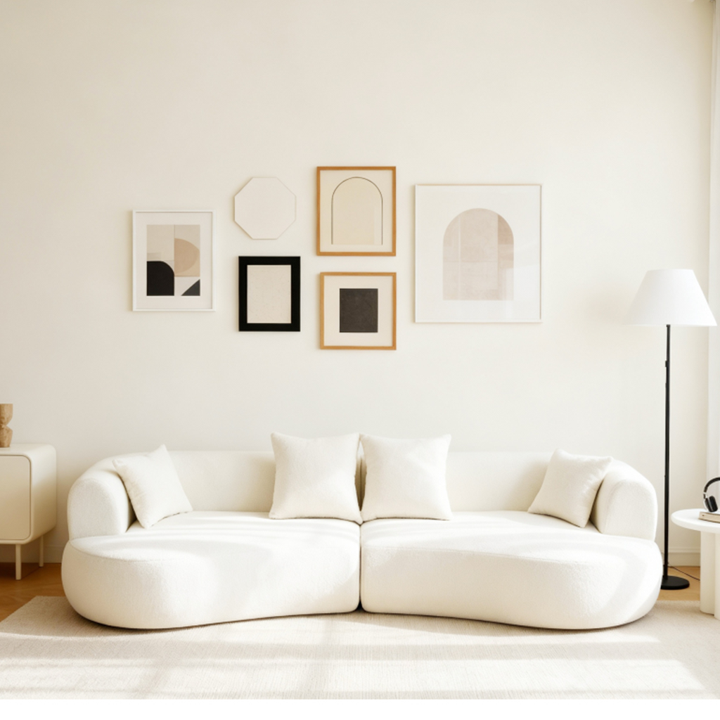Contemporary Arc Sectional Sofa With Foam Cushions For Living Room And Apartment