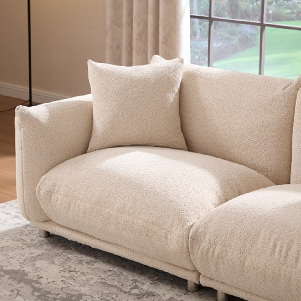 Modern Sofa With Rounded Armrests For Living Room And Apartment